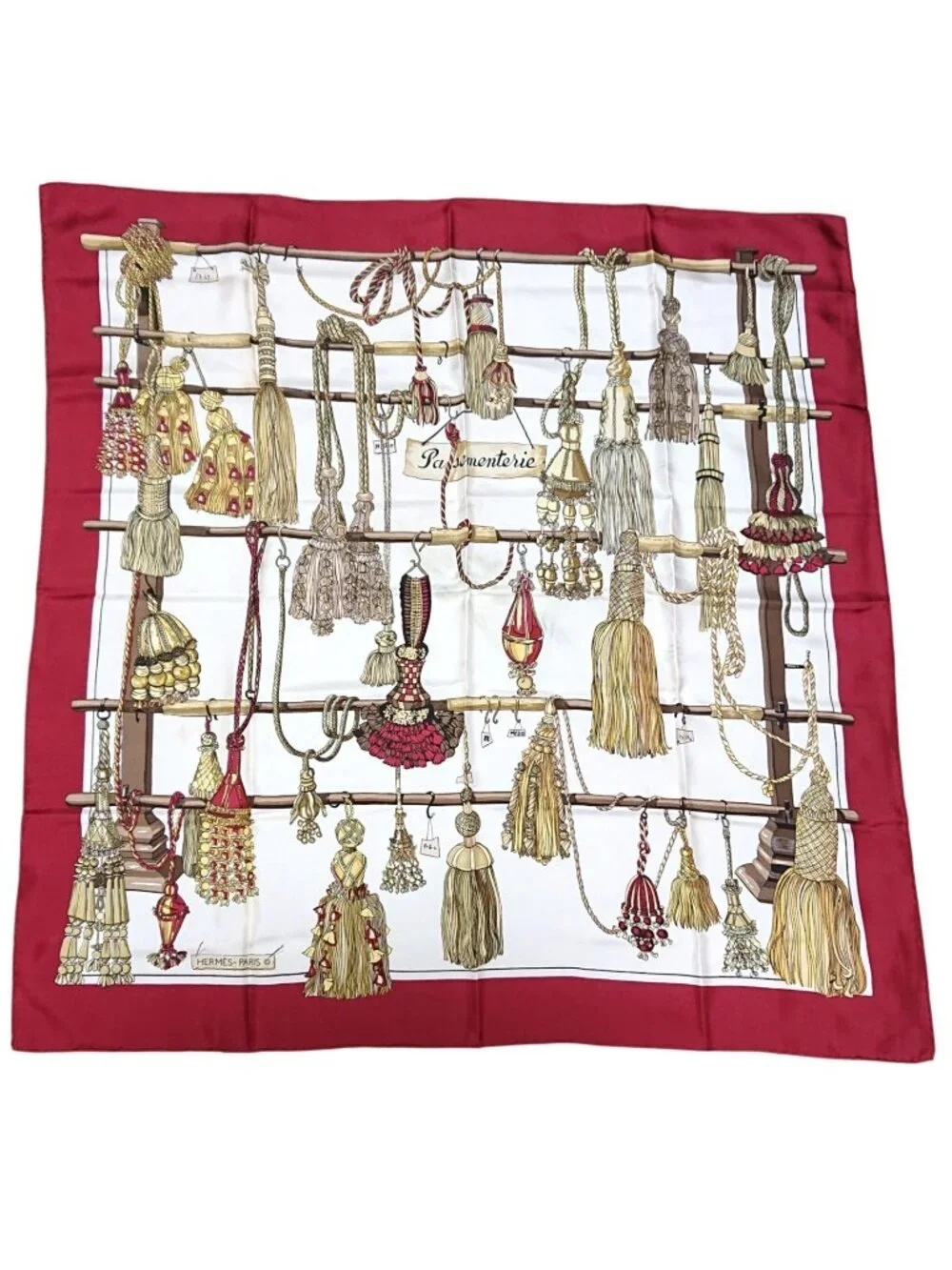 Hermes Carre 90 Passementerie Tassel Silk Scarf